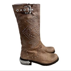 Donald Pliner Brown Studded Knee High Boots 👢